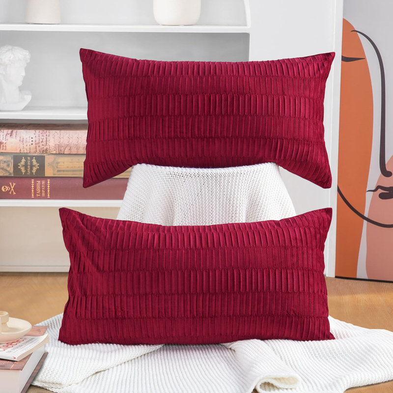 Housses de coussin en velours plissé, Grenat