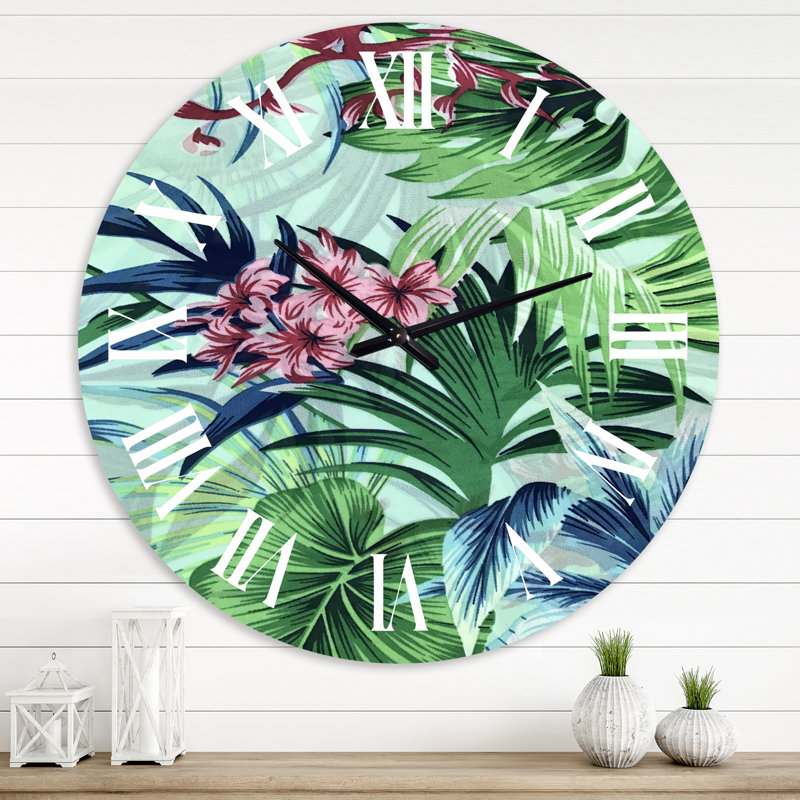 Fleurs tropicales VIntage VII - Horloge murale traditionnelle, Grand