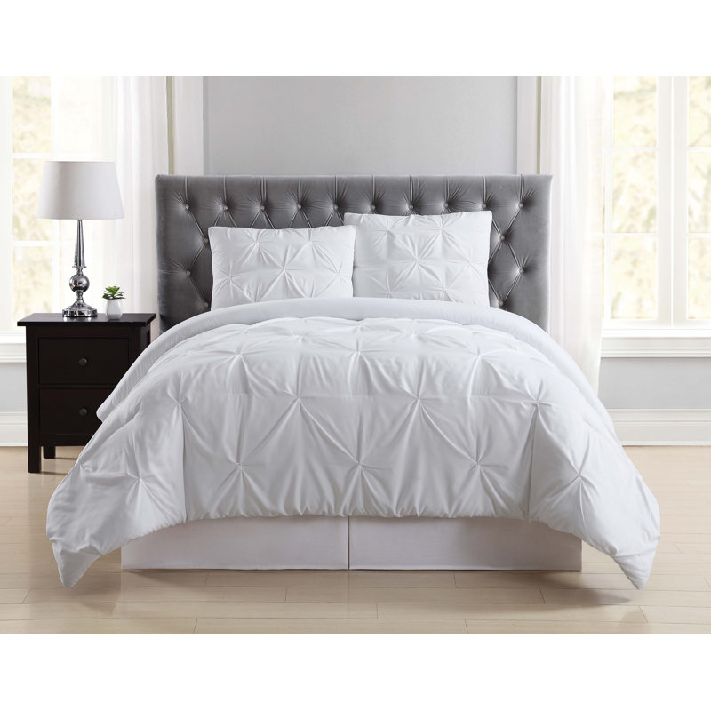 Ensemble d'édredon très grand plissé blanc vraiment doux, Blanc, Très grand + 2 très grandes taies décoratives