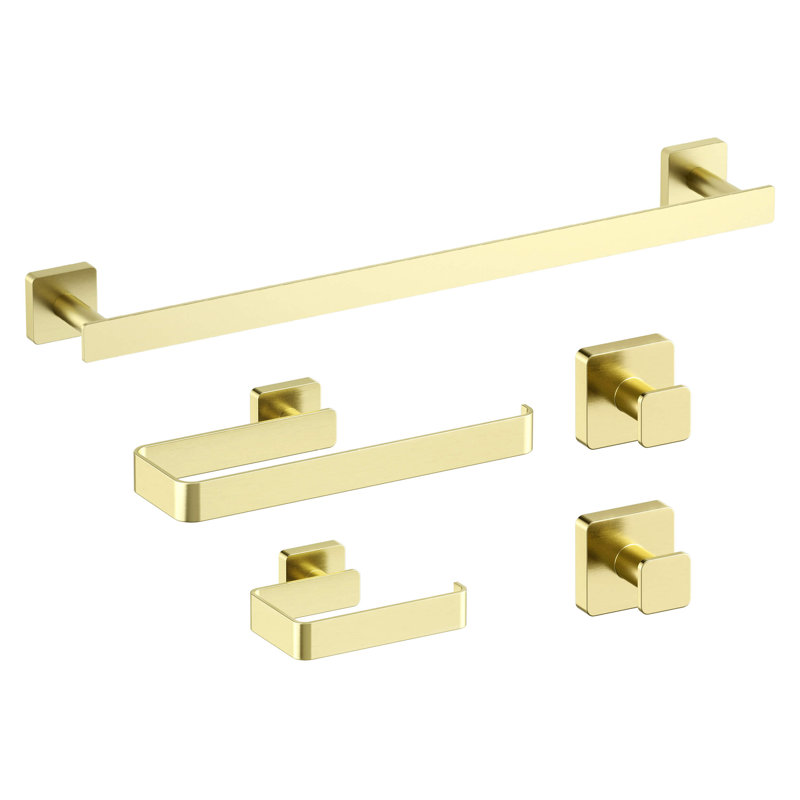 Blaze 5 - Piece Bathroom Hardware Set, Brushed Gold