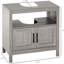 Armoire de salle de bain compacte avec porte et tablette, rangement à finition grise à 2 portes