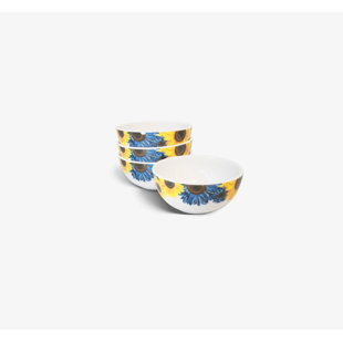 Assiette plate bleu tournesol (Ensemble de 4)