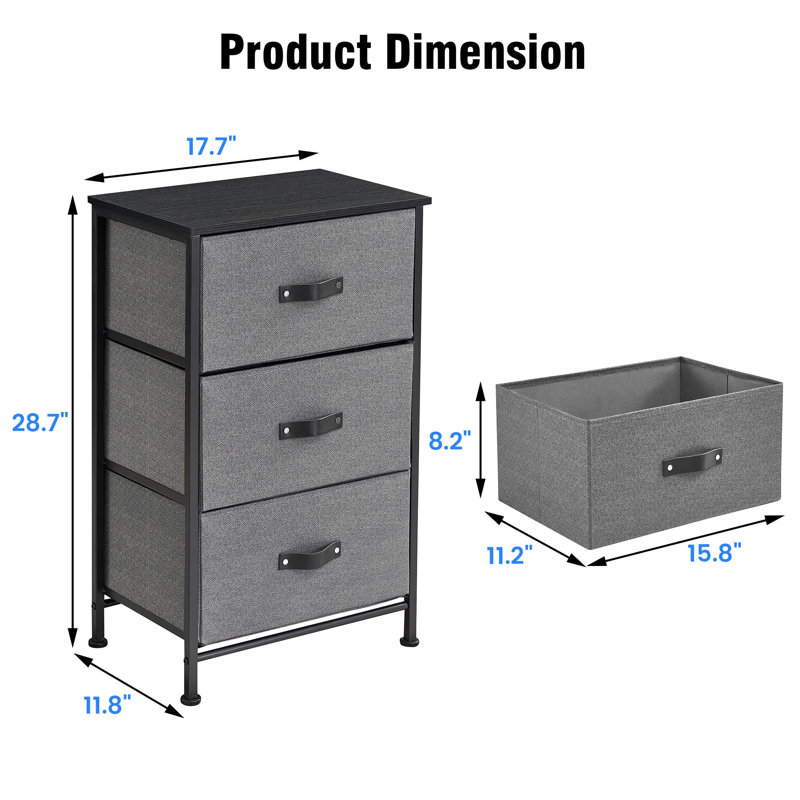 Commode 3 tiroirs l 17,7 po Caliel