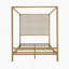Lit à baldaquin moderne en or avec tête de lit tapissier en tissu de lin, structure en métal robuste et conception élégante pour matelas de grande taille-1455232295-1455232292