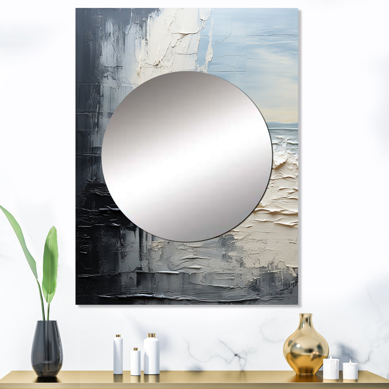 Peinture liquide Quanda, crème et noir liquide II - miroir mural Coastal Unique, 40 po x 30 po
