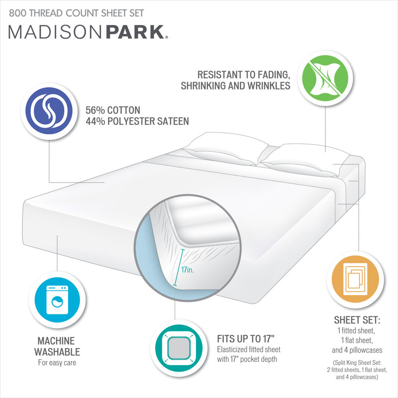 Teal Queen 800 Thread Count Cotton Blend Sheet Set