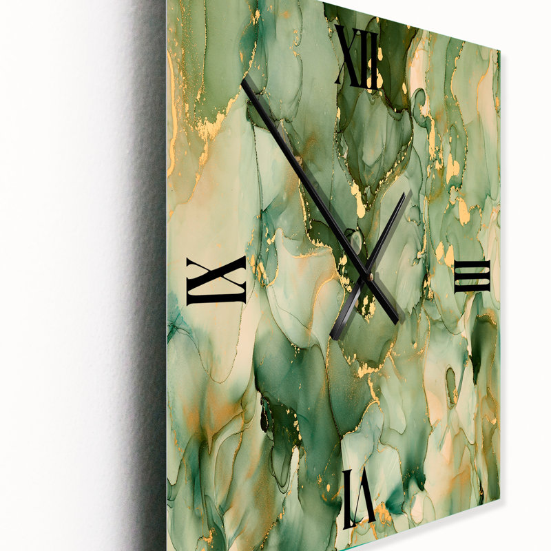 Horloge murale abstraite en métal vert, Surdimensionné