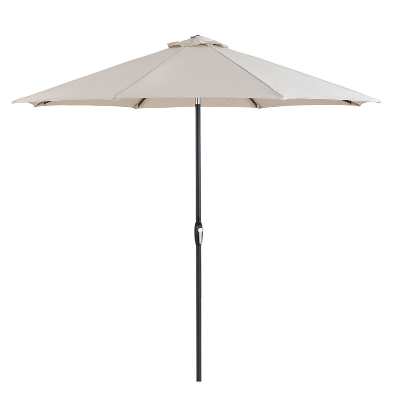 Parasol de marché inclinable de 108 po avec manivelle, parasol de patio de 9 pi avec 8 nervures en aluminium, Beige