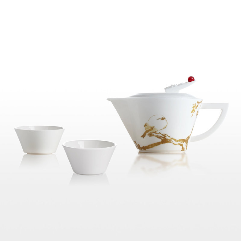 LIULI Living, Bone China Tea Set | Plump Little Bird (1 Teapot, 2 Teacups)