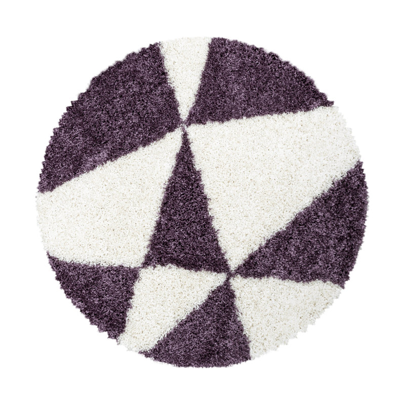 Tappahannock Shaggy Lila/Cream Rug, Round 200cm