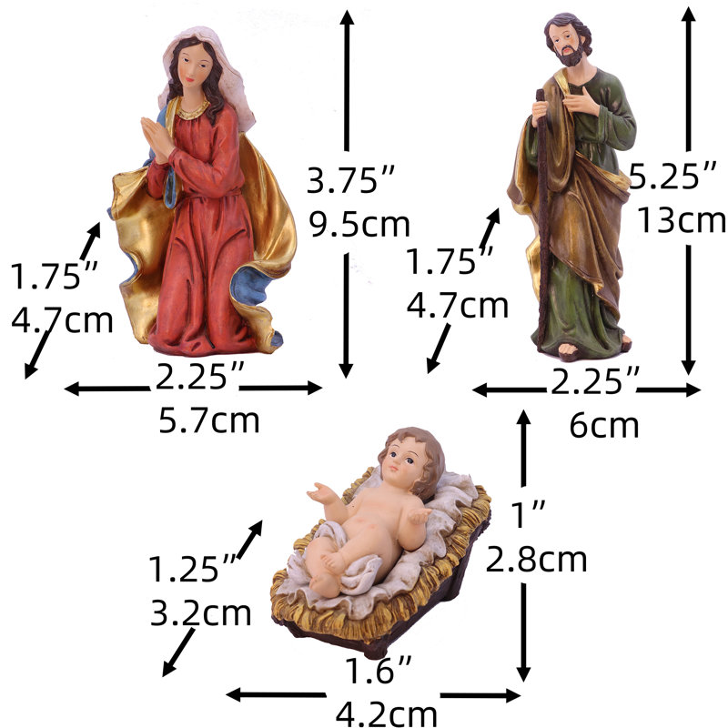Ensemble de crèche de Noël, H 5 po x l 13,5 po x P 5 po