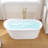 66'' W,73 GALLONS Freestanding Acrylic Soaking  Bathtub With Drain And Overflow Holes