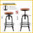 3-Piece Table & Chairs Set,  Bar Dining Cafe Pub Party, Industrial Black Metal & Rustic Brown Wood, X-Leg Rectangular Table, 2 Swivel Adjustable Barstools