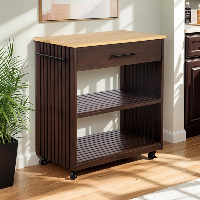 Alix Kitchen Cart, Natural Wood, Brown