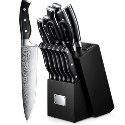 Knife Block Set, 14 Piece Self-Sharpening Knife Block Set