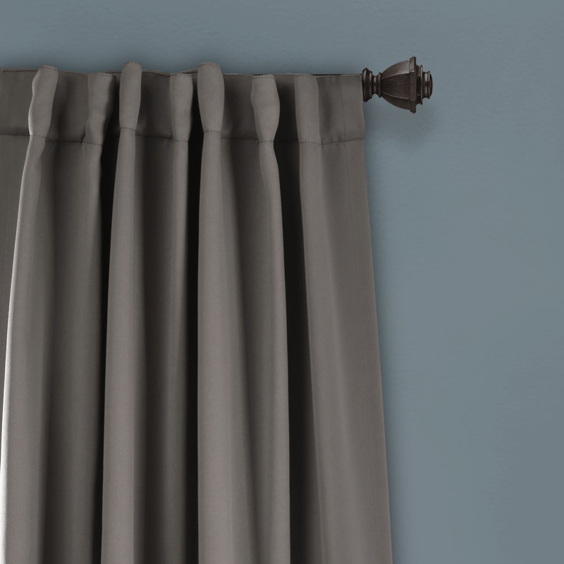 Panneaux de rideaux thermiques et occultants de couleur unie avec languette de suspension arrière Lush Decor, Gris foncé