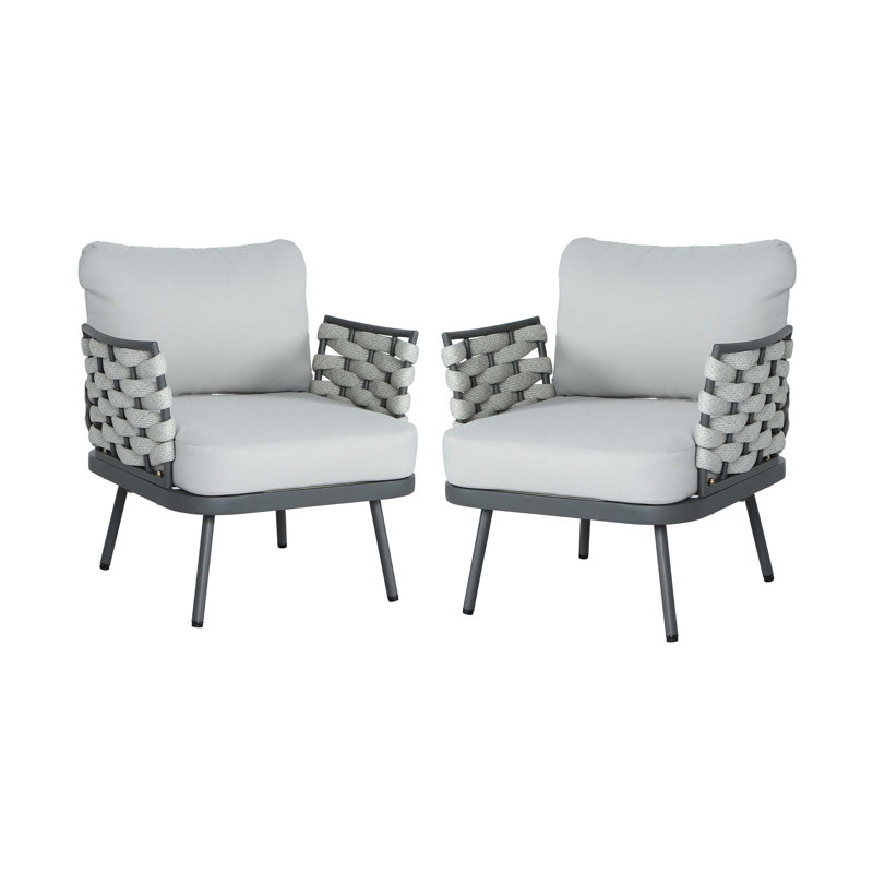 Ensemble de 2 fauteuils club Mariano, Gris, Gris