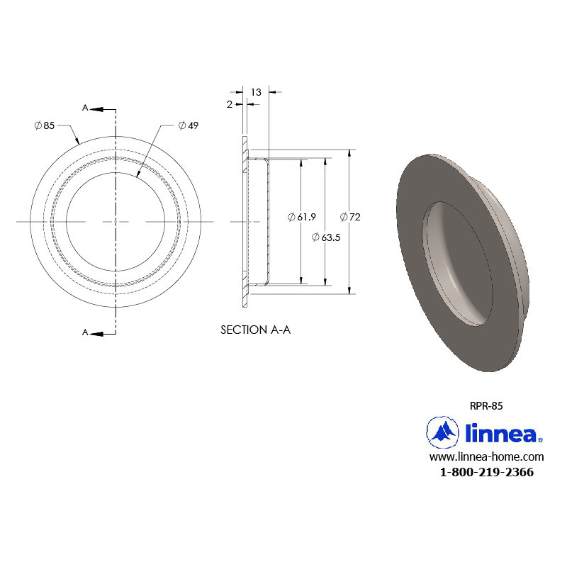 Flush Pull Plate, 3.35" H x 3.35 W x 0.51" D, Satin Stainless Steel