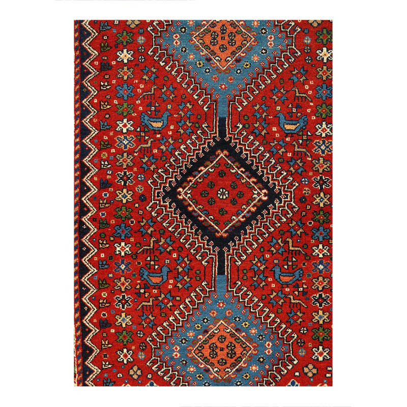 Tapis persan Yalameh noué à la main 2 pi 9 po x 4 pi 9 po