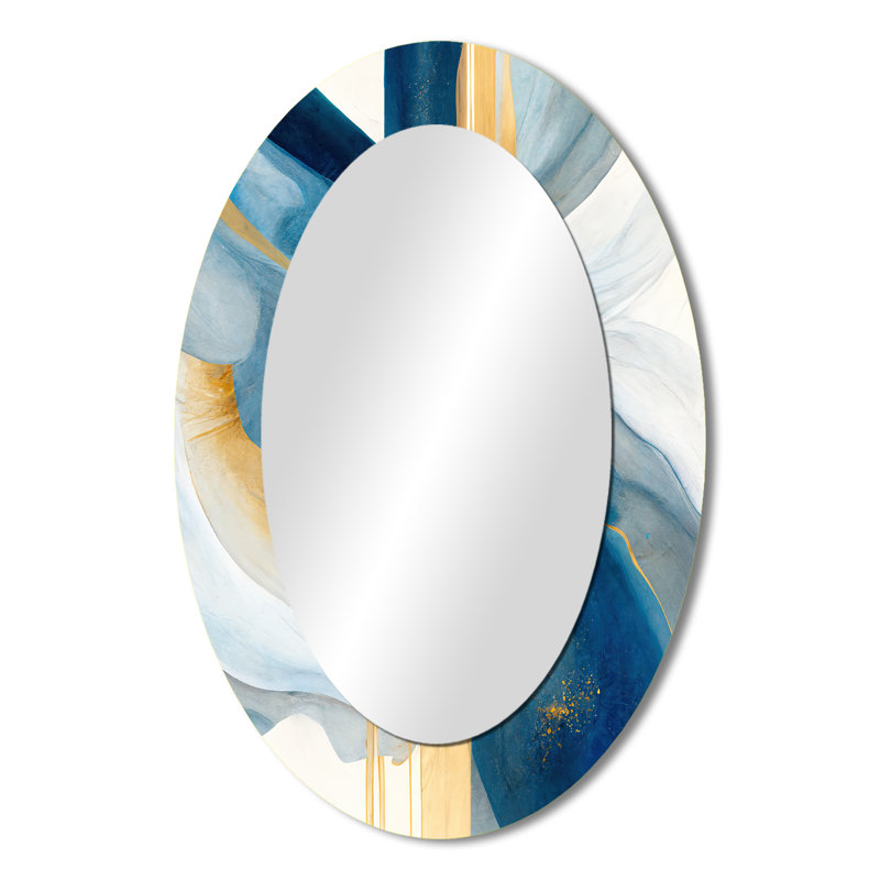 «Bold Expression Art I», miroir décoratif ovale abstrait sur métal, 36 po x 24 po
