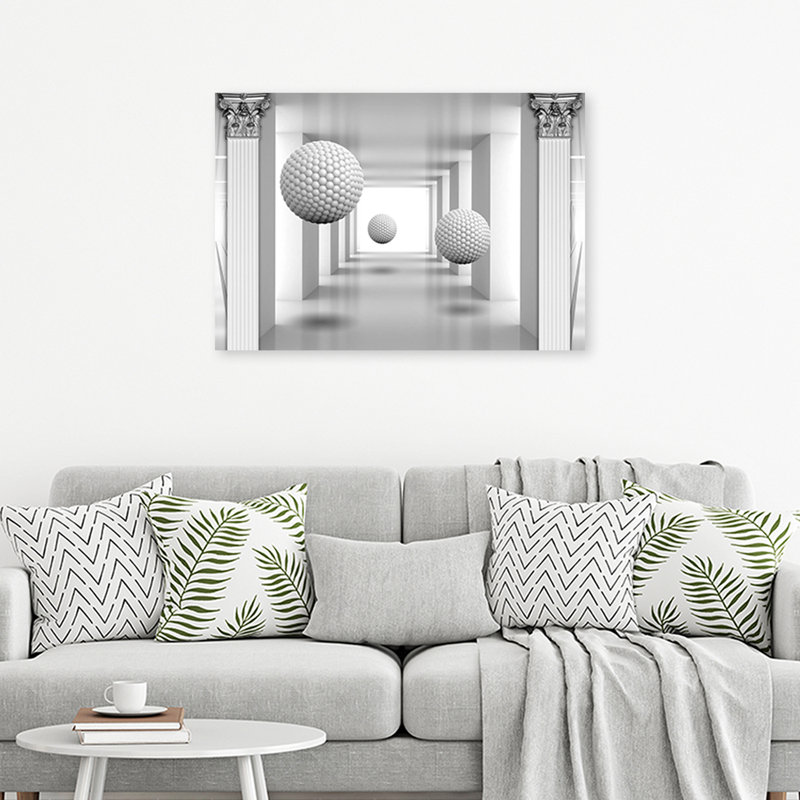 Spheres In A 3D Tunnel - No Frame Print on Canvas, 80cm H x 120cm W