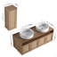 Meuble-lavabo 48 po avec lavabo d'art 2 en céramique et armoire latérale, 4 portes à fermeture en douceur, montage flottant, contreplaqué (emballage KD)-125514780