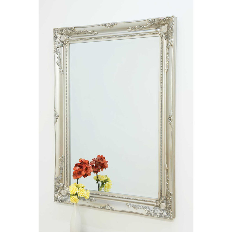 Alexandre Wood Flat Wall Mirror, 110cm H x 79cm W, Silver