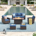 Blue Cushion/Brown Frame