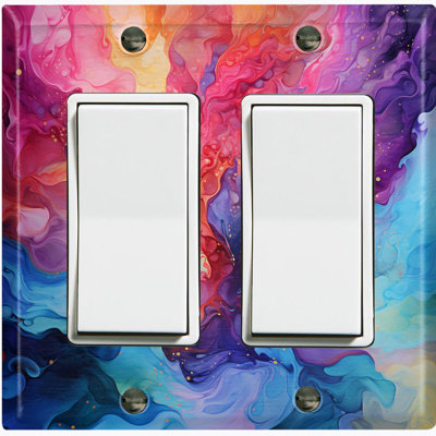 Plaque d'interrupteur en métal ; interrupteur à bascule double GFI, format standard américain – motif marbré abstrait imprimé