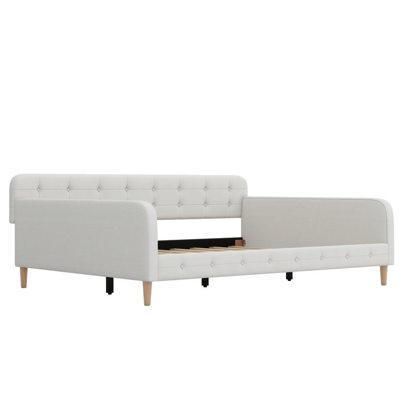 Upholstered Daybed With 4 Support Legs, Beige