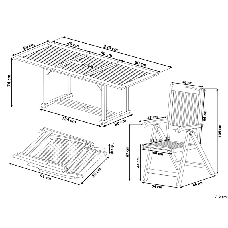 Ania 6 - Person Acacia Wood Patio Dining Set with Rectangular Table , Cushions Included, Off-White