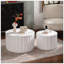 Ensemble de table de rangement ronde avec couvercle escamotable, conception emboîtable, forme arrondie pour un style de salon confortable