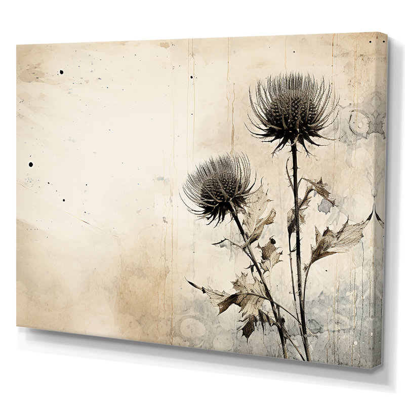 Minimalisme chardon sur toile, H 34 po x l 44 po x P 1,5 po, Toile tendue