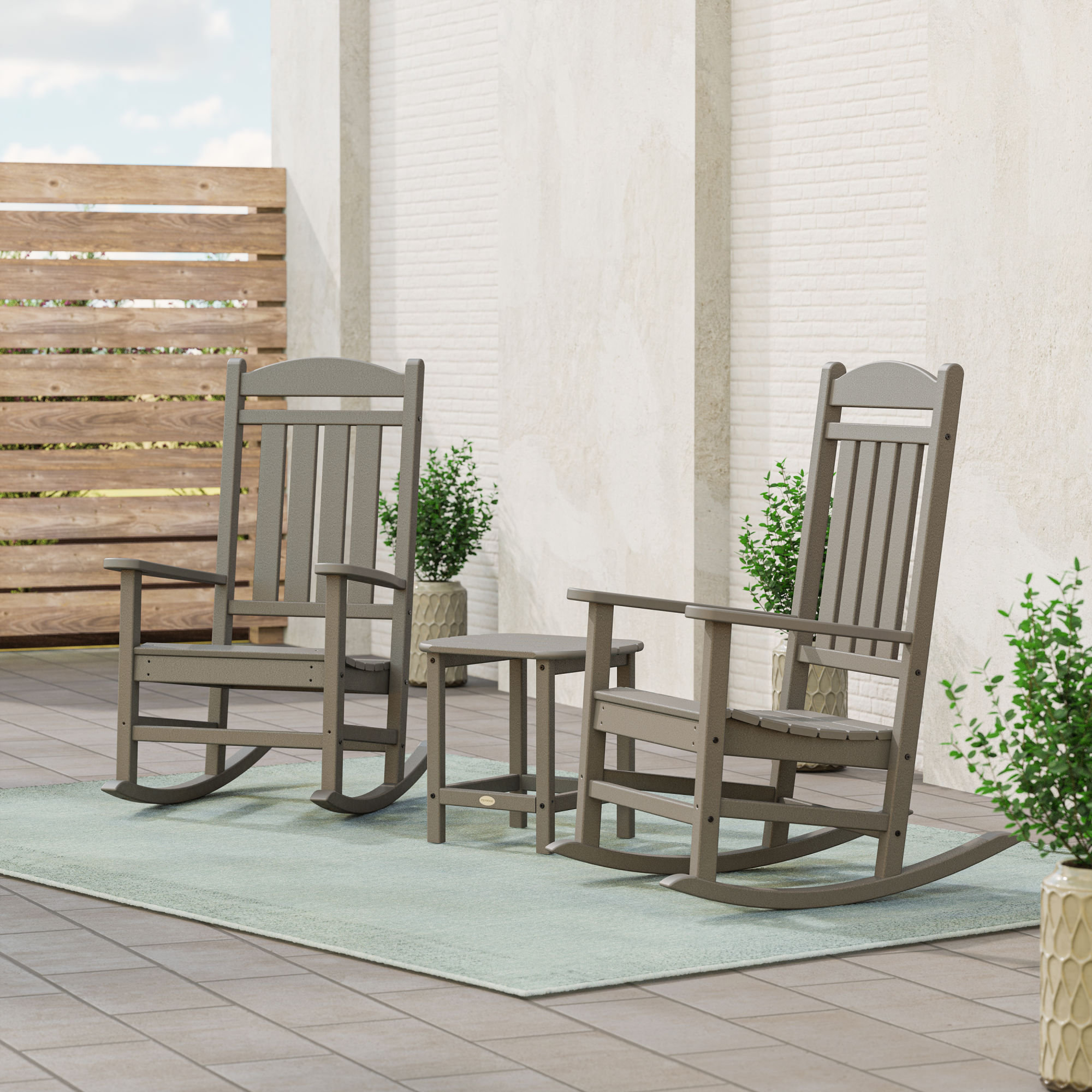 POLYWOOD Presidential Rocker 3-Piece Set, Slate Gray