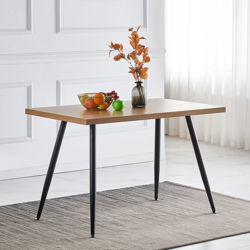 Ernst 120/150cm Nordic Metal Base Rectangular Manufactured Wood Dining Table, Oak, 120cm x 70cm