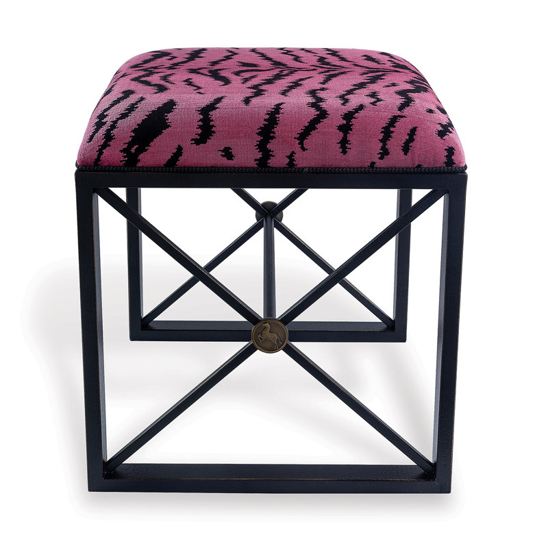 Medallion Upholstered Utility Stool,  Black