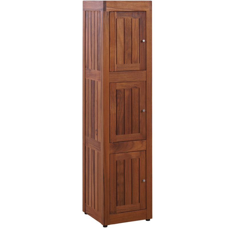 Sula Three-Level Teak Tower Floor Cabinet