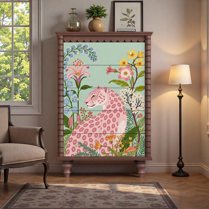 Armoire moderne à 5 tiroirs Modern Panther, Noyer
