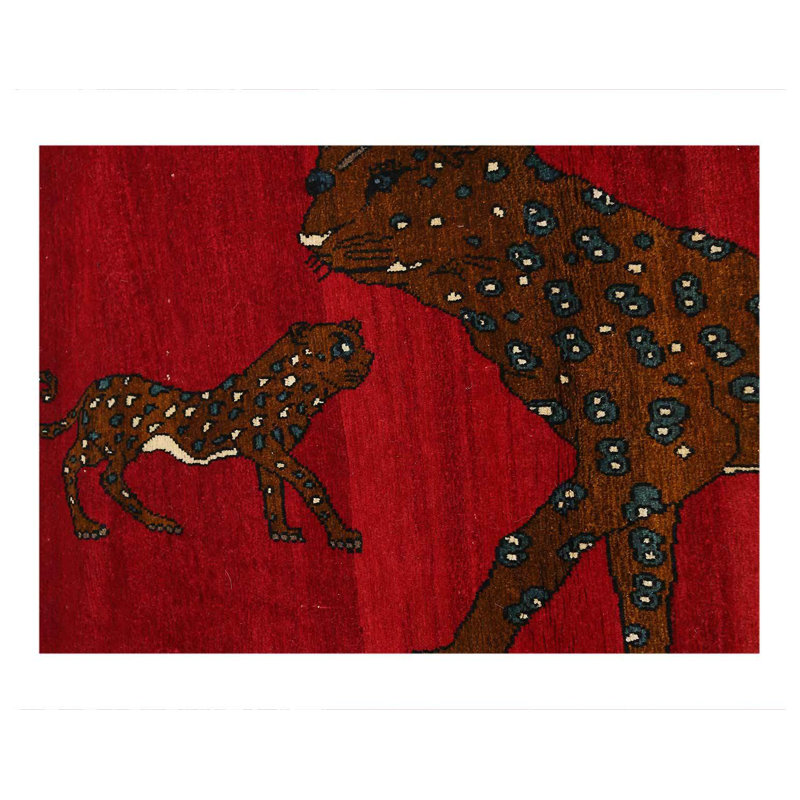 Animal Pictorial Cheetah Hand Knotted Rug 2'6"X 5'7"