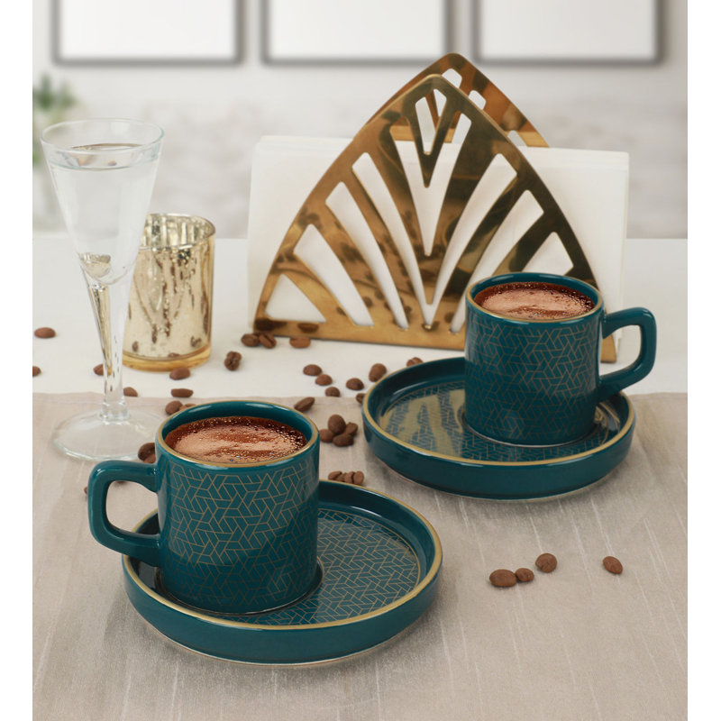 Ensemble de tasses à café Cajuan, 4, Bleu pétrole