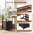 Reversible LED Brown L-Shaped Desk with Storage and Power Outlet-999217585