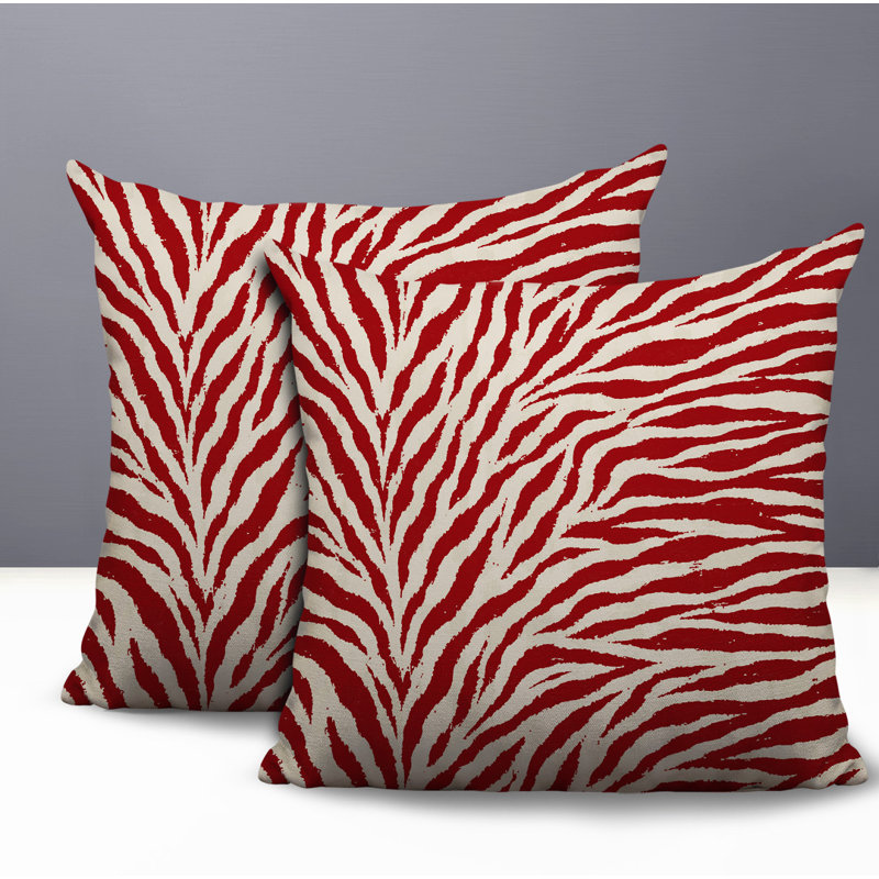 Oreiller réversible Jay Zebra, Red, 18x18