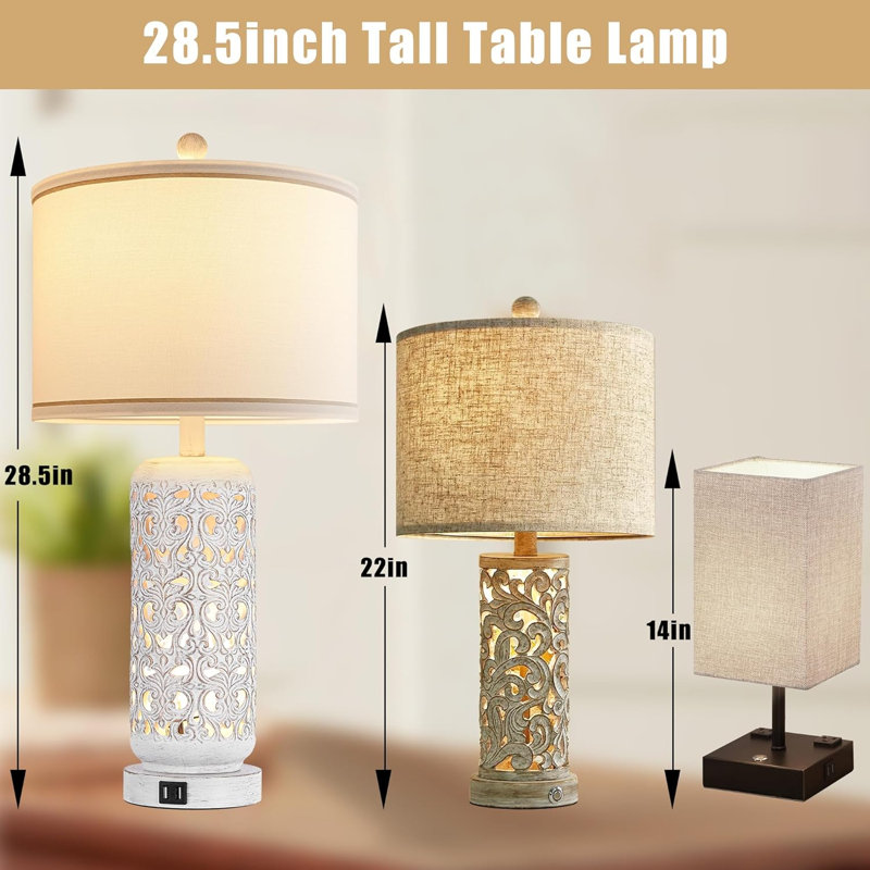 Ensemble de 2 grandes lampes rotatives en céramique blanches 28,5 po à 4 voies pour salon