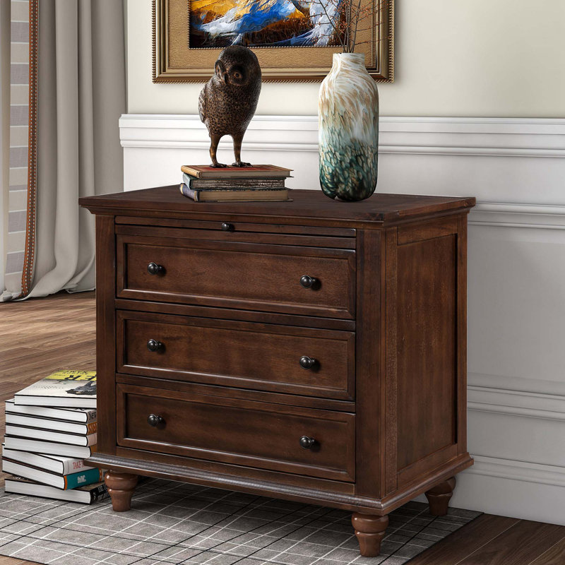Charrise Modern Sideboard Nightstand with 3 Drawer, Brown