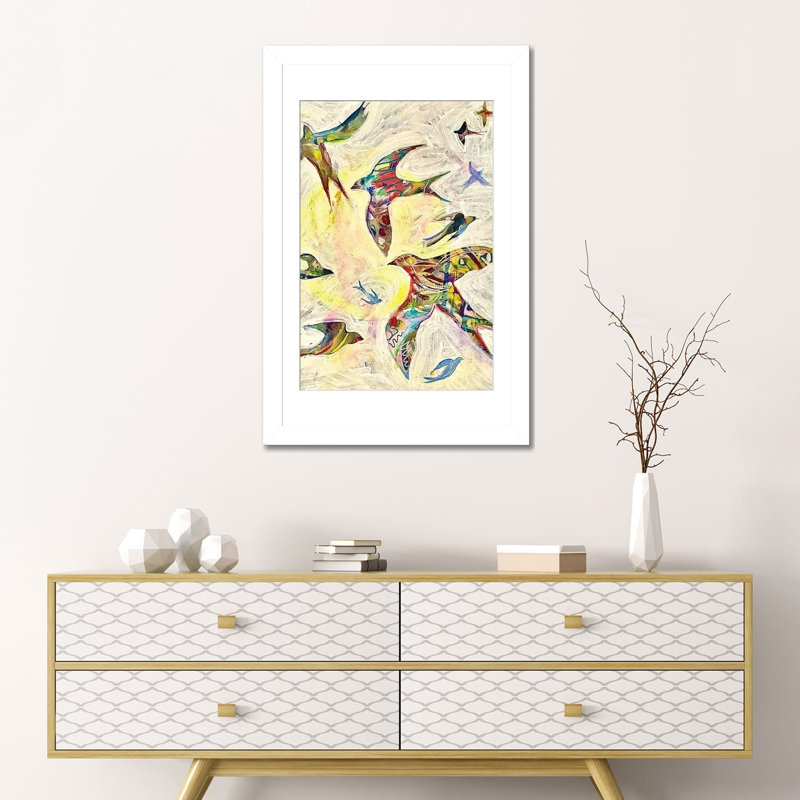 «Flight», impression d'art mural encadrée, 24" x 16", Framed Paper, White