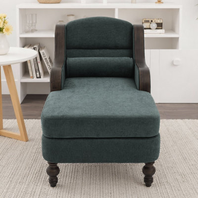 Oversized Chaise Lounge Chair Wide Seat Chenille Single Sofa Bed with Storage Pockets, 800lb Capacity Sleeper Armchair for Living Room & Bedroom by Red Barrel Studio