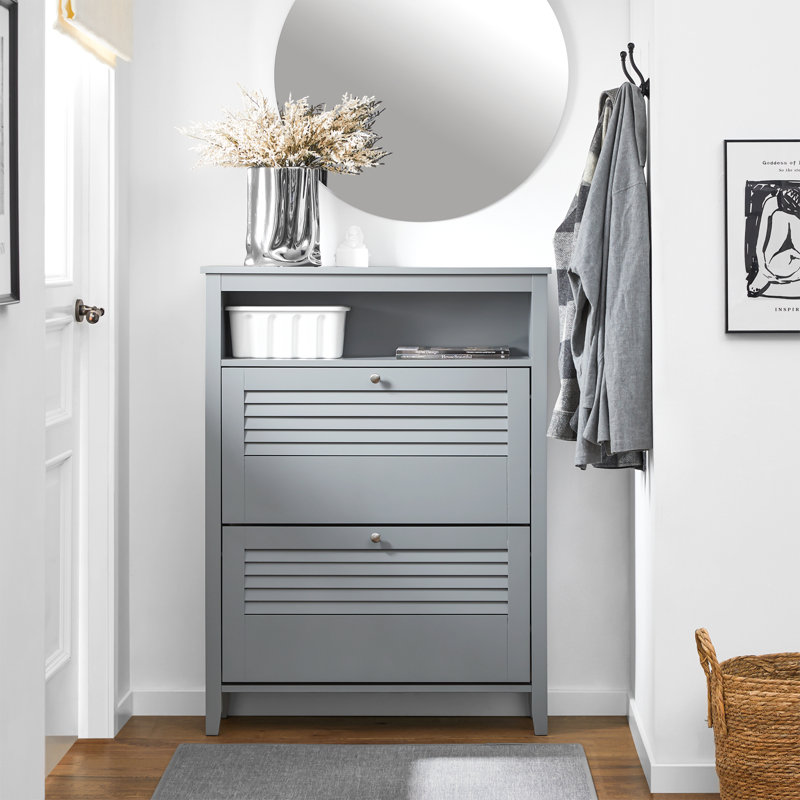 8 Pair Flip Down Shoe Storage, Gray