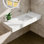 Lavabo de salle de bain mural à surface solide blanc Medunjess