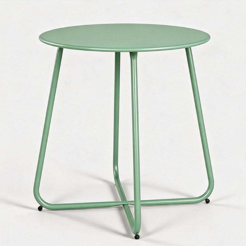 Petite table d'appoint ronde de 45 cm (18 pouces), table de chevet en métal avec structure en acier, table d'appoint légère pour terrasse, balcon, salon, chambre, etc.