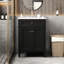 Meuble-lavabo de 24 po avec 2 portes, tiroir basculant et lavabo de conception moderne pour les espaces, structure en bois massif, lavabo à tablettes de rangement réglables, tiroir pratique et élégant, fermeture d'armoire silencieuse, cuve en céramique-483102359